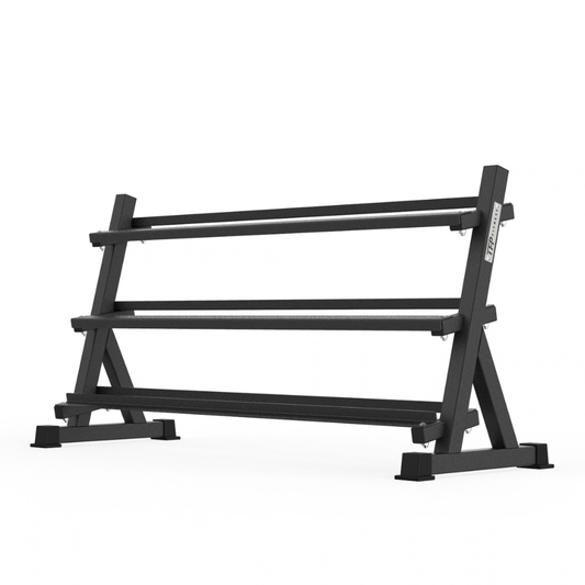 A image of a TFP Fitness 3 tier - 1.5m long dumbbell rack shown on a white background