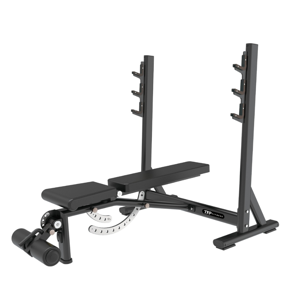 a image of a TFP Fitness adjustable Olympic bench press shown with a white background